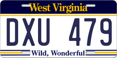 WV license plate DXU479