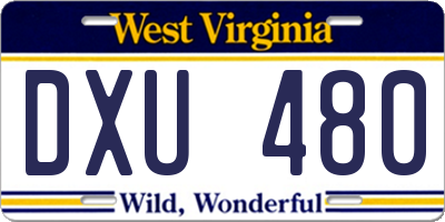 WV license plate DXU480
