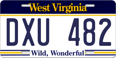 WV license plate DXU482