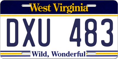WV license plate DXU483