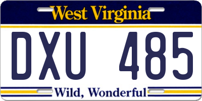 WV license plate DXU485