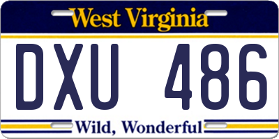 WV license plate DXU486