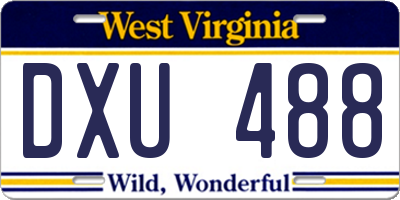 WV license plate DXU488