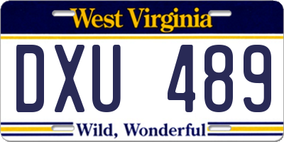 WV license plate DXU489