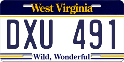 WV license plate DXU491