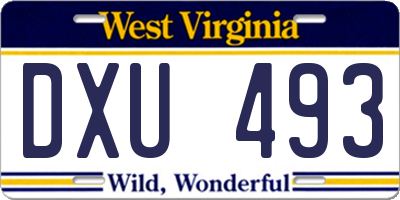 WV license plate DXU493