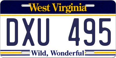 WV license plate DXU495
