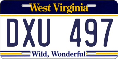 WV license plate DXU497