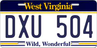 WV license plate DXU504