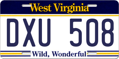 WV license plate DXU508