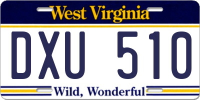 WV license plate DXU510