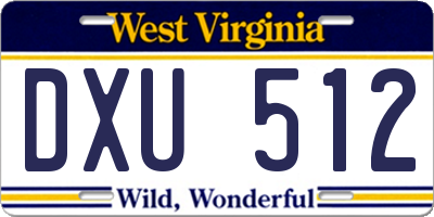 WV license plate DXU512