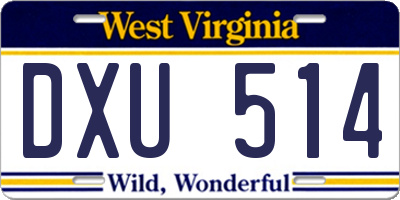 WV license plate DXU514