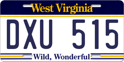 WV license plate DXU515