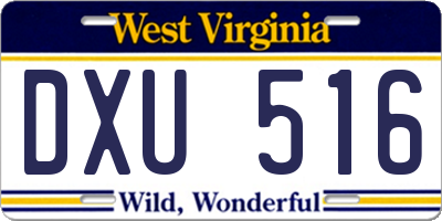 WV license plate DXU516