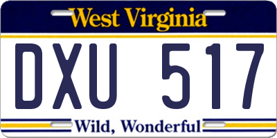 WV license plate DXU517
