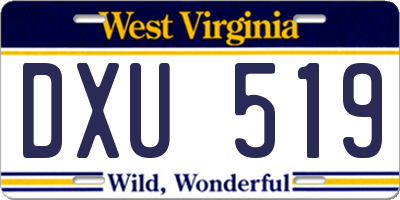 WV license plate DXU519