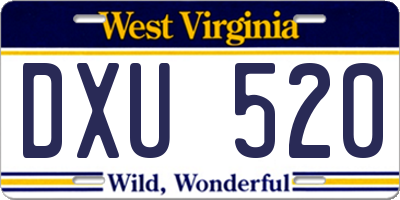WV license plate DXU520