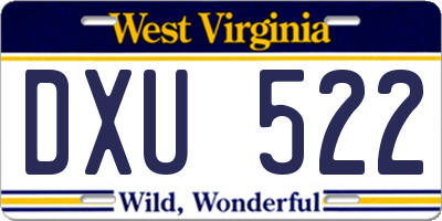 WV license plate DXU522