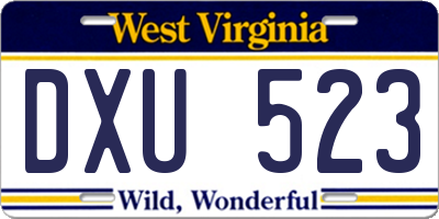 WV license plate DXU523