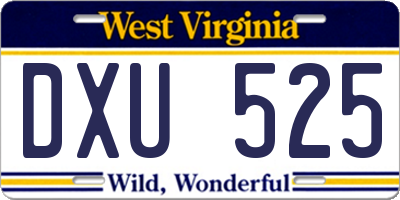 WV license plate DXU525