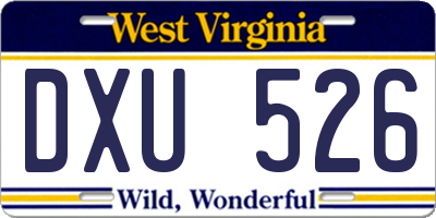 WV license plate DXU526