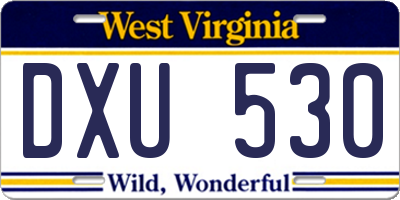 WV license plate DXU530