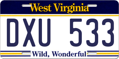 WV license plate DXU533