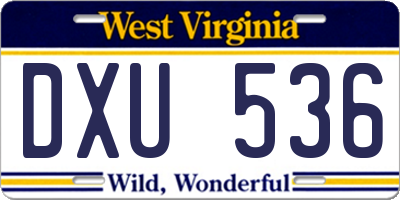 WV license plate DXU536