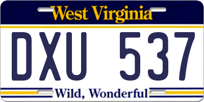 WV license plate DXU537