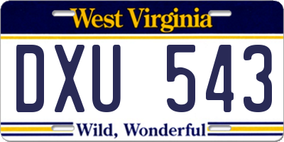 WV license plate DXU543