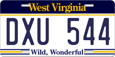 WV license plate DXU544