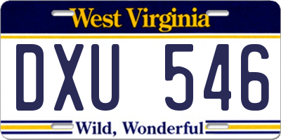 WV license plate DXU546