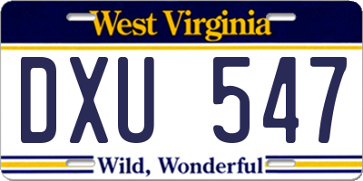 WV license plate DXU547