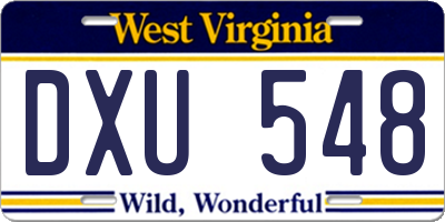 WV license plate DXU548