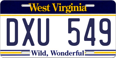 WV license plate DXU549