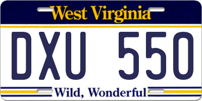 WV license plate DXU550