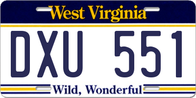 WV license plate DXU551