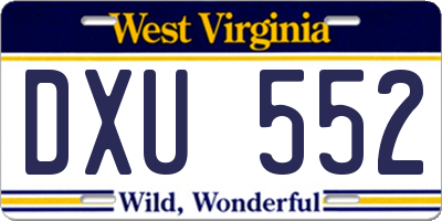 WV license plate DXU552