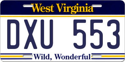 WV license plate DXU553