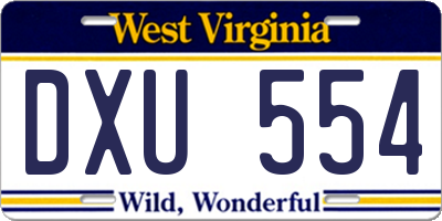 WV license plate DXU554