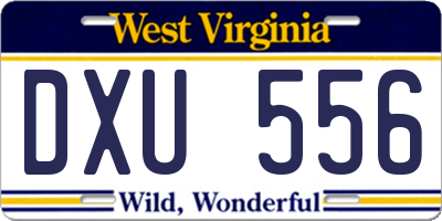 WV license plate DXU556