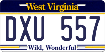 WV license plate DXU557