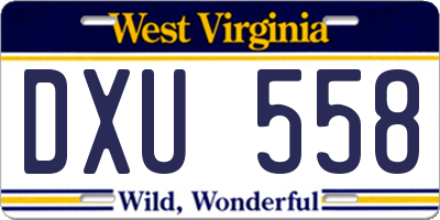WV license plate DXU558