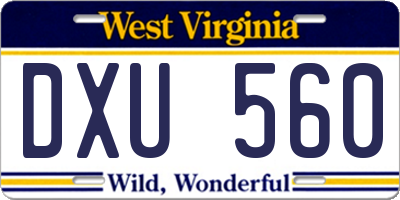 WV license plate DXU560