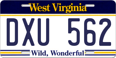 WV license plate DXU562