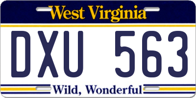WV license plate DXU563