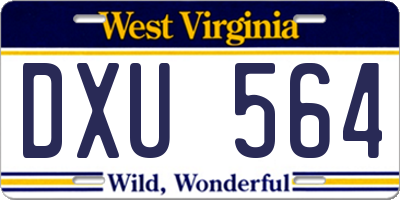 WV license plate DXU564