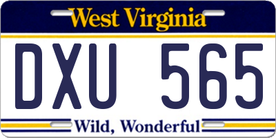 WV license plate DXU565