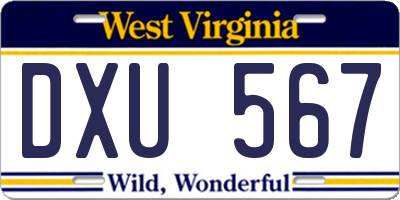 WV license plate DXU567